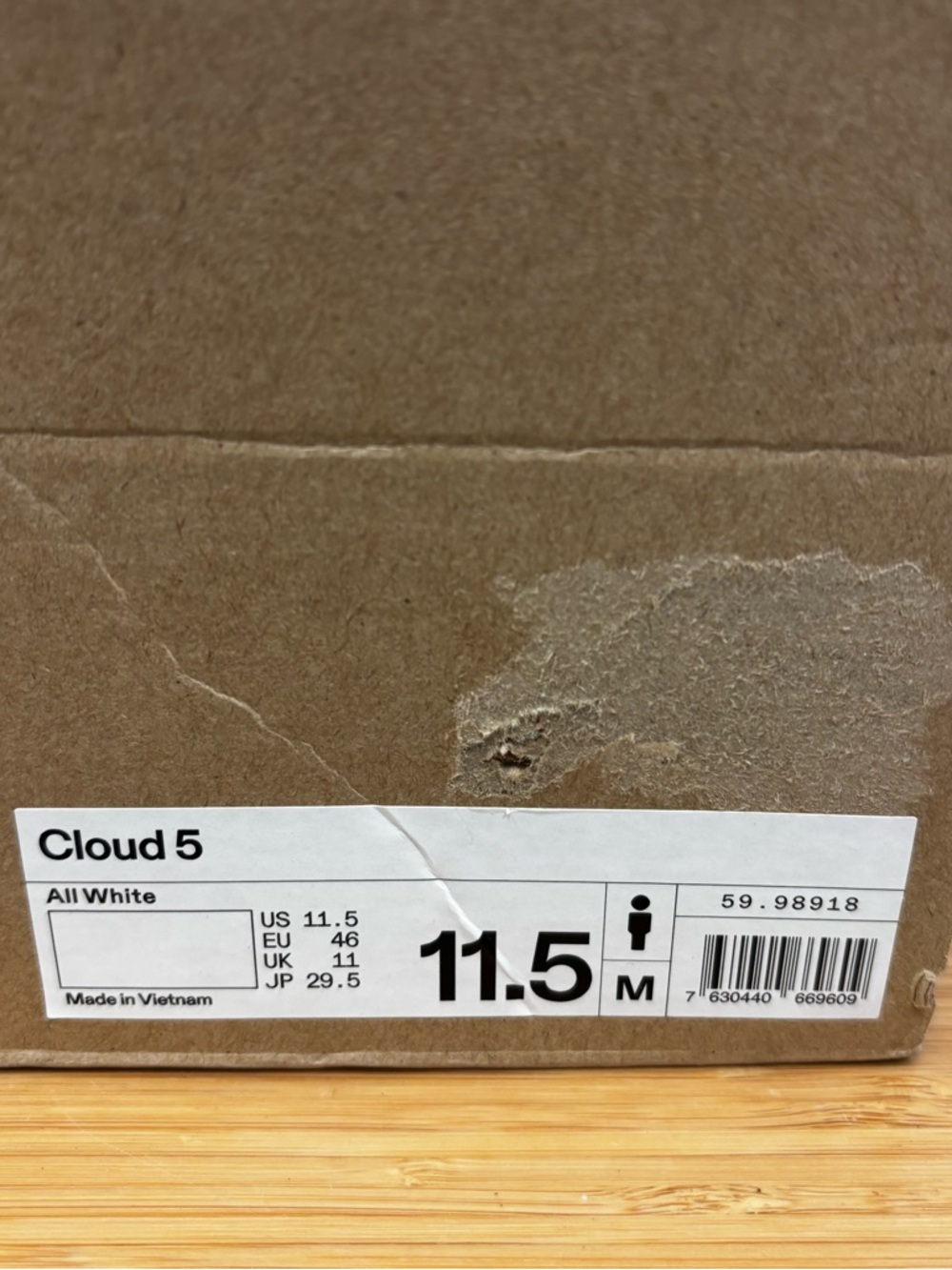 On Running Cloud 5 Men’s Sneakers All White Size 11.5 No Lid 59.98918 - Picture 3 of 8